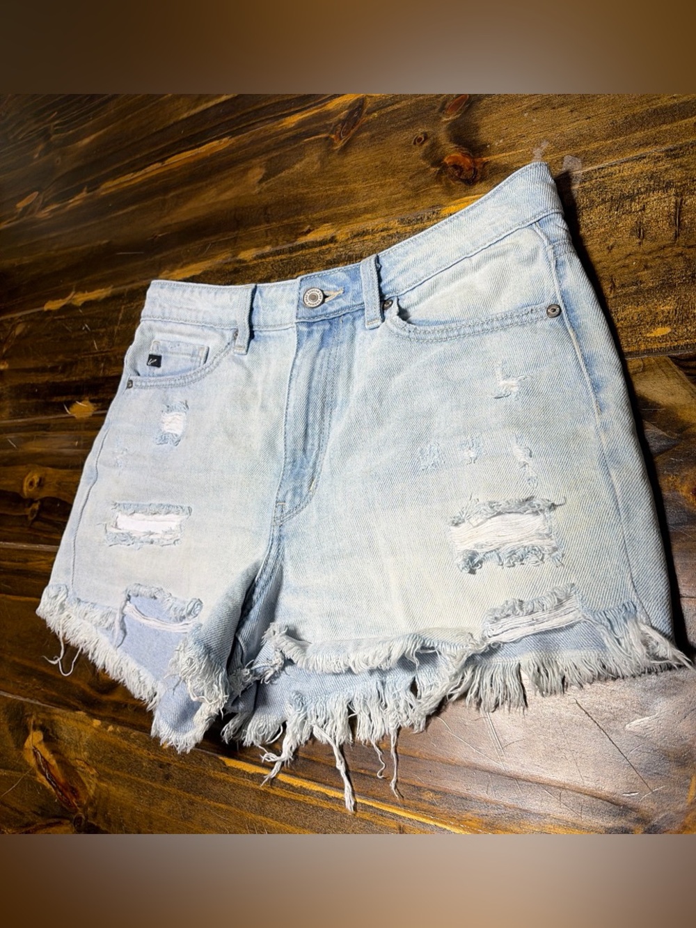 KanCan Light Wash Distressed Denim Shorts
